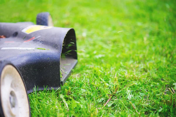 Grass mower mowing the grass — Stock Photo, Image