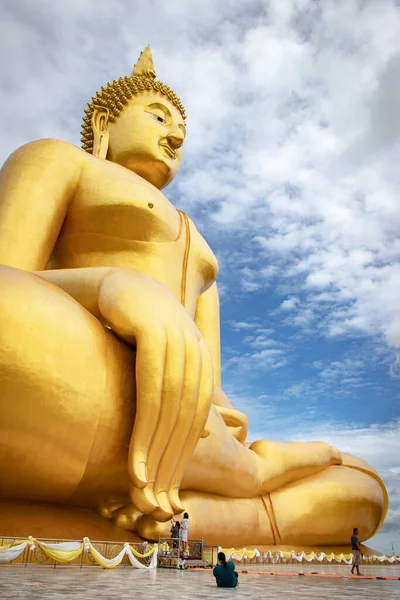 Ang Thong Thailand Června 2019 Největší Obraz Sedícího Buddhy Thajsku — Stock fotografie