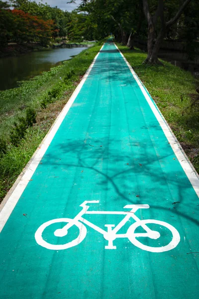 Sign Symbol Bicycle Way Bike Green Way Path Park — Stockfoto