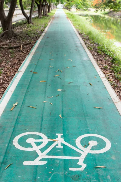 Sign and symbol of bicycle way for bike, greenway, a path at the park