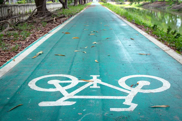 Schild Und Symbol Für Radweg Für Radweg Grünweg Einen Weg — Stockfoto