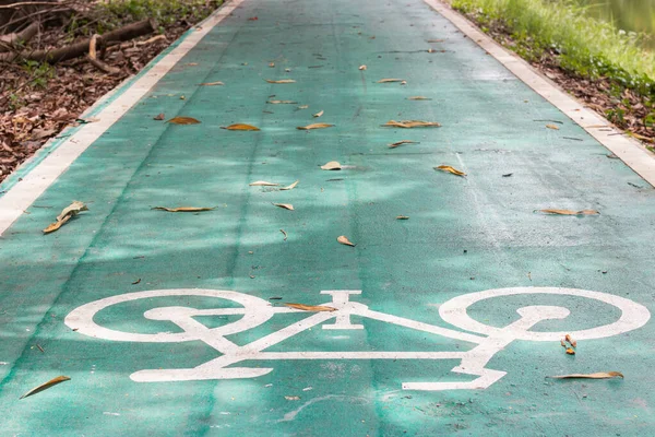 Sign and symbol of bicycle way for bike, greenway, a path at the park