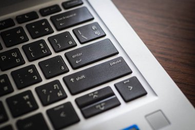 Girerken siyah bilgisayar klavyesini kapat ve anahtarı durdur. Seçici odak