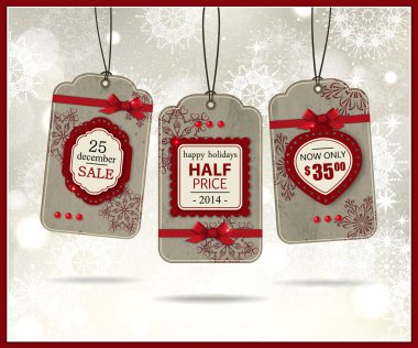 Üç klasik kağıt Noel etiket kümesi