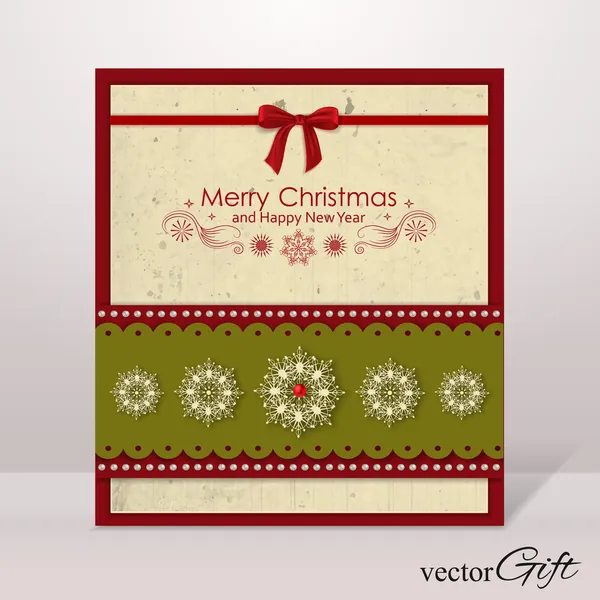 ビンテージ クリスマス紙グリーティング カード — ストックベクタ