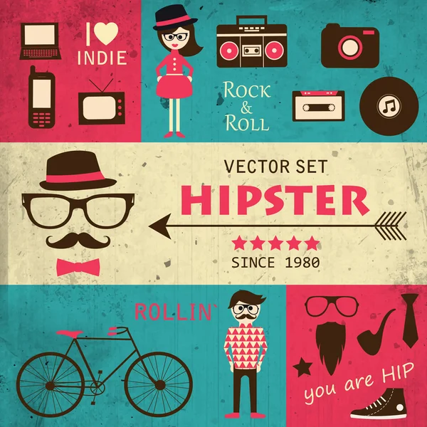 Infografis Hipster . - Stok Vektor
