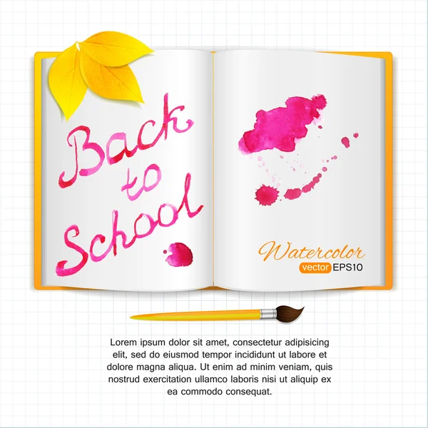 Watercolor back to school background — Stock Vector