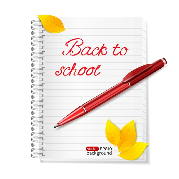 Back to school background with a notebook — Stock Vector