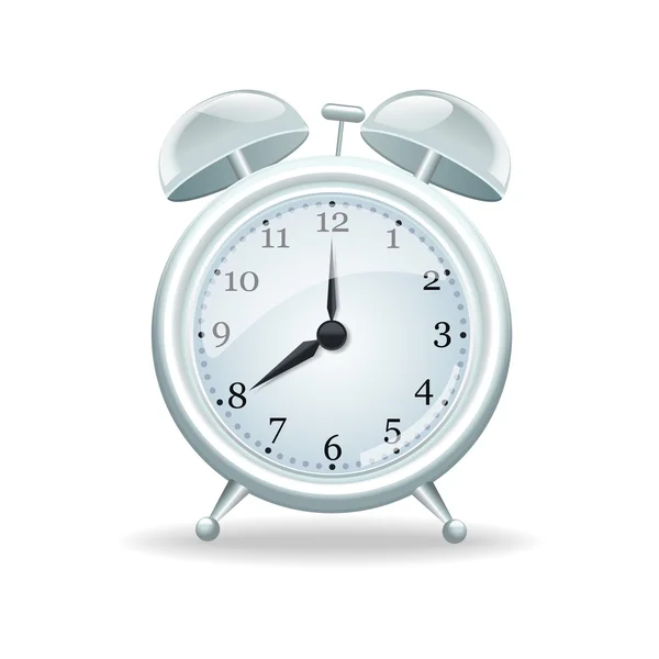 Realistic silver alarm clock — Stock Vector