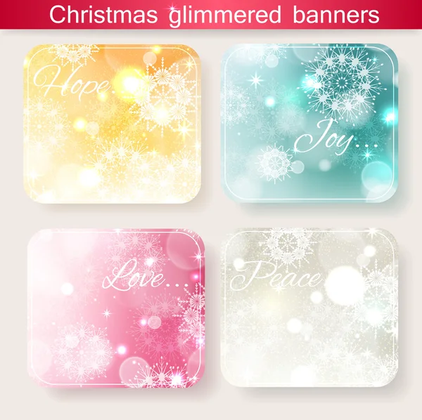 Set of four christmas glimmered banners — Stock Vector