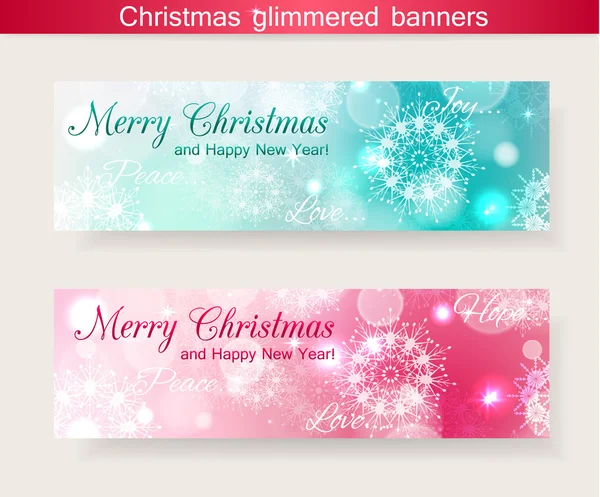 Conjunto de dois banners horizontais de Natal brilhou Vetores De Bancos De Imagens