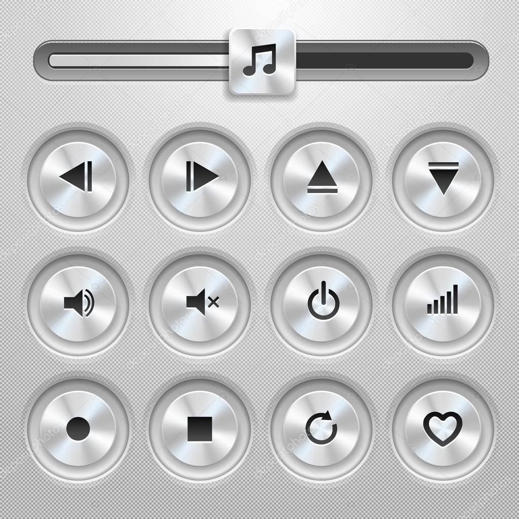 Isolated vector media player buttons and audio player