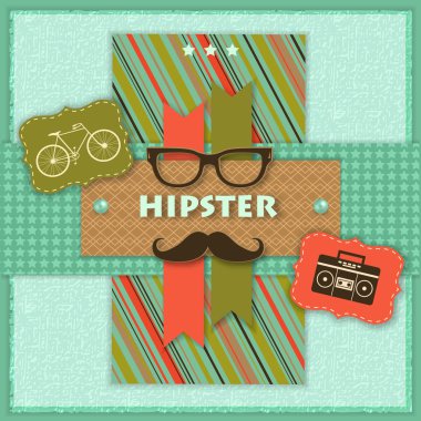 Kağıt hipster simgeler ve karalama defteri öğelerini hipster arka plan