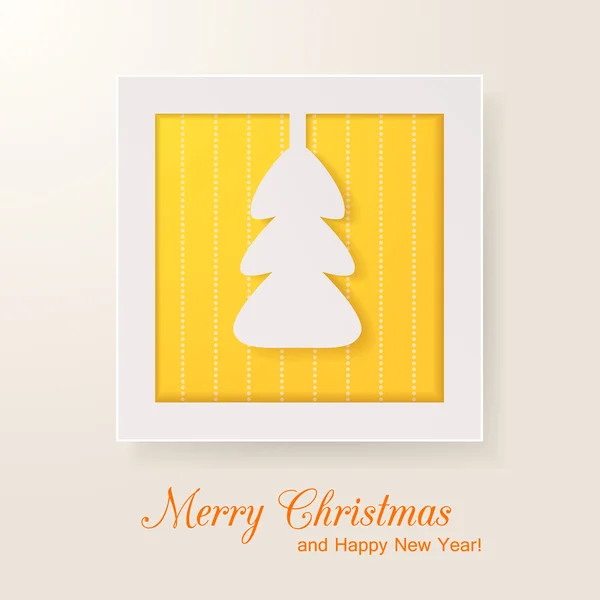 Christmas paper applique greeting card. Vector illustration for your holiday design — Stock Vector