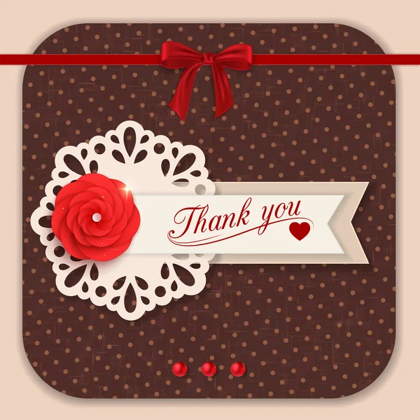 Gracias fondo con flores de papel rojo y elementos scrapbook — Vector de stock