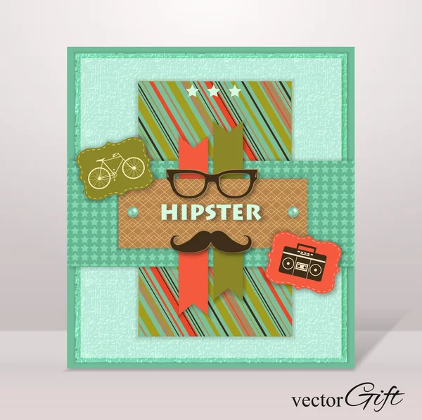 Sfondo hipster con icone di carta hipster ed elementi scrapbook — Vettoriale Stock