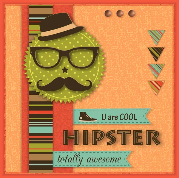 Hipster background with paper hipster icons and scrapbook elements — Stock Vector