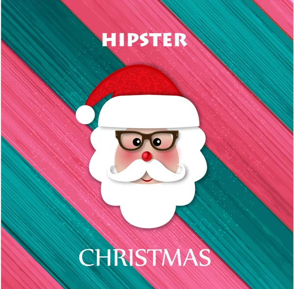 Tarjeta de felicitación de Navidad con papel hipster santa sobre fondo brillante — Vector de stock