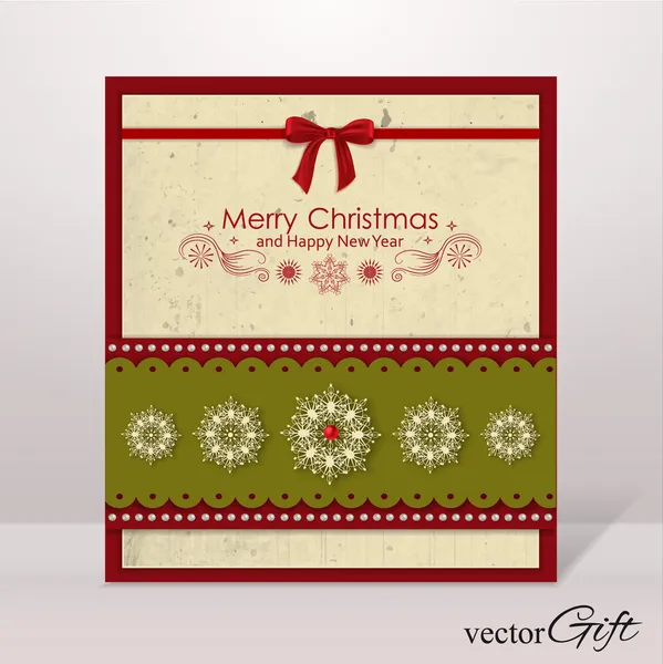 Vintage Xmas paper greeting card — Stock Vector