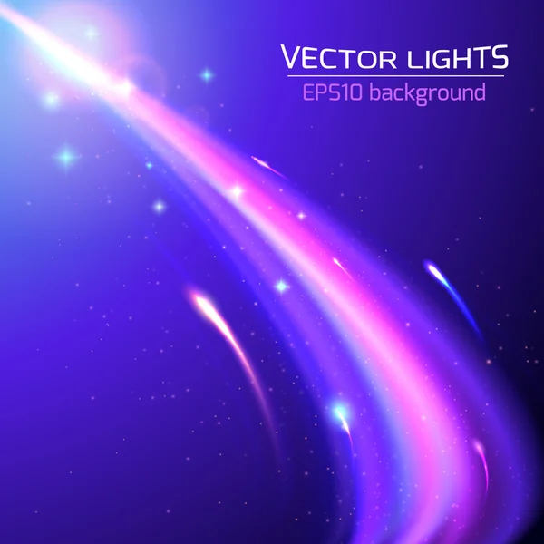 Abstract bright cosmic background with blurred light rays — Stock Vector