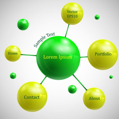 Web tasarımı ile parlak cam küreler.