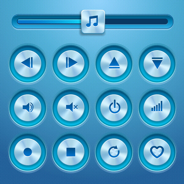 media player buttons and audio player.