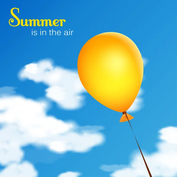 Ballon jaune vif dans le ciel . — Image vectorielle