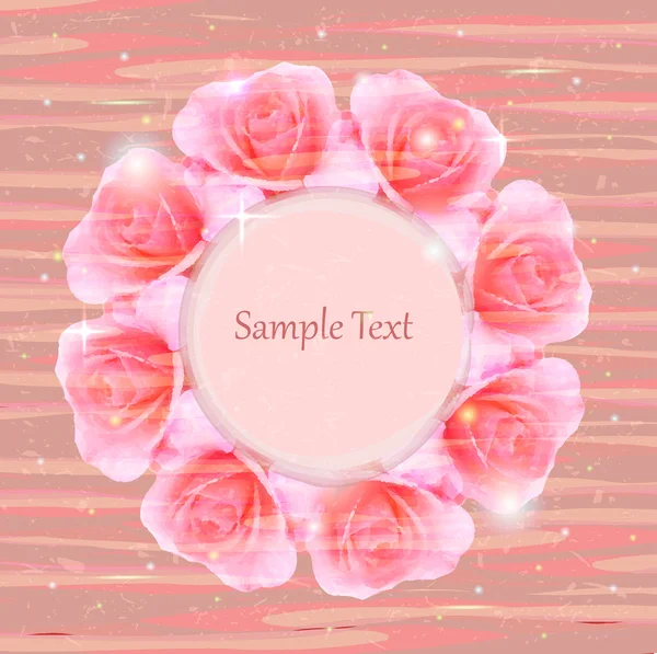 Carte de vœux floral aux roses . — Image vectorielle