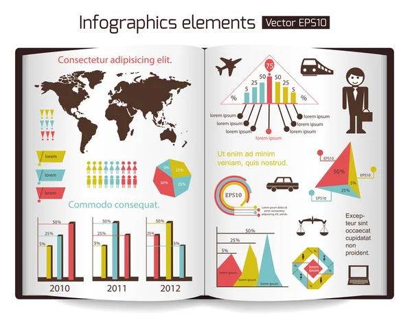 Bilgi grafiği ögeleri kümesi. — Stok Vektör