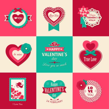 Sevgililer günü tipografik arka planları bir dizi