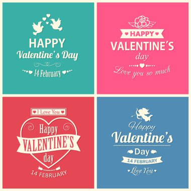 dört happy valentine's day kümesi