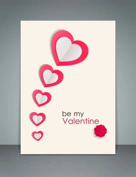 Valentin-nap szórólap papír szívvel — Stock Vector