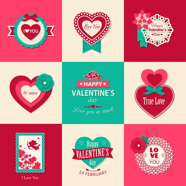 Ensemble d'arrière-plans typographiques de la Saint-Valentin — Image vectorielle