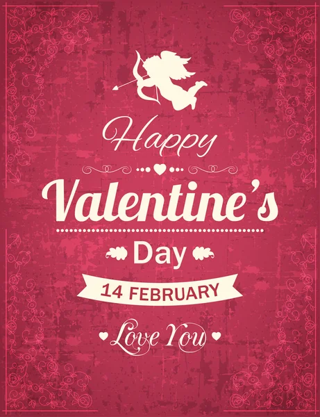 Happy valentine's day typografische kerstkaart — Stockvector