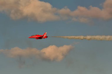 Gdynia, Polonya - 21 Ağustos 2021: Birleşik Krallık Kraliyet Hava Kuvvetleri Aerobatik Takımı, Gdynia, Polonya 'daki Aero Baltic Show' da.