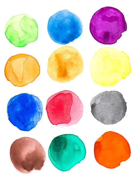 Colorful Watercolor hand painted circles set — Stock Photo, Image