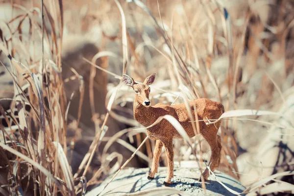 Toy roe deer in tall grass — Stock Photo, Image