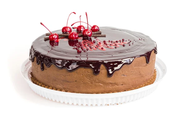 Сhocolate cake with chocolate chocolate glaze — Stock Photo, Image