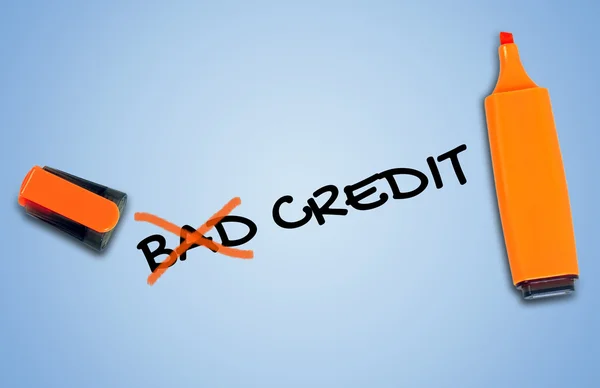 Słowo złych kredytów — Zdjęcie stockowe
