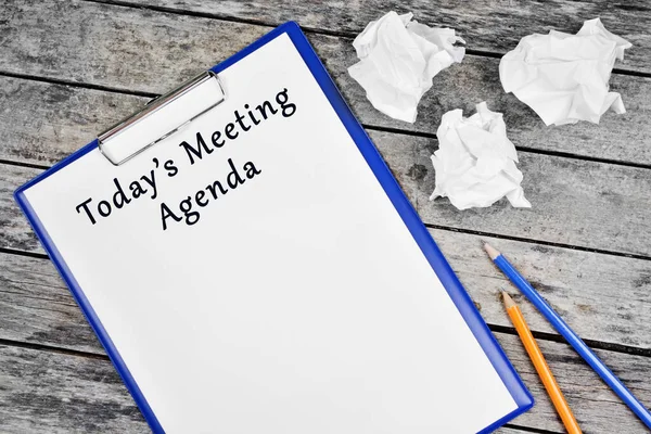 Today Meeting Agenda Words White Paper — Stock Photo, Image