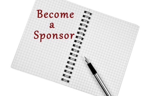 Become Sponsor Words Notebook Page Close — Stock Photo, Image