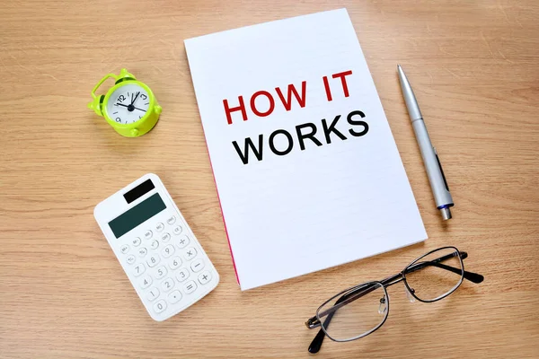 How Works Words Notepad Business Object — Stock Photo, Image