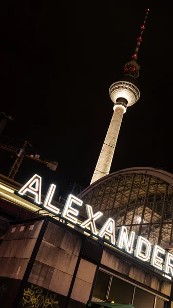 Tv tower in berlin by night — Stock Photo, Image