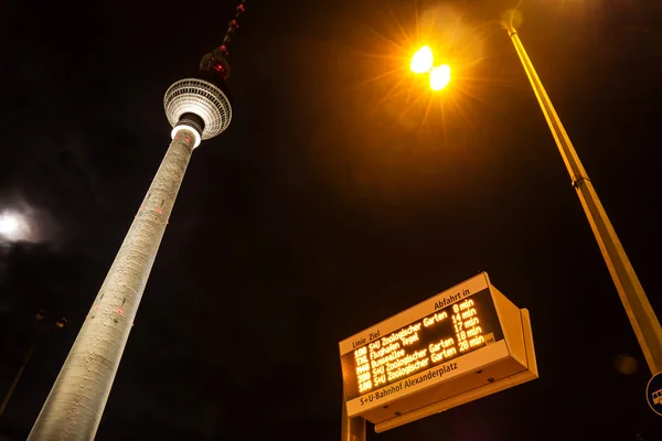 Display and television tower in berlin — Stock Photo, Image