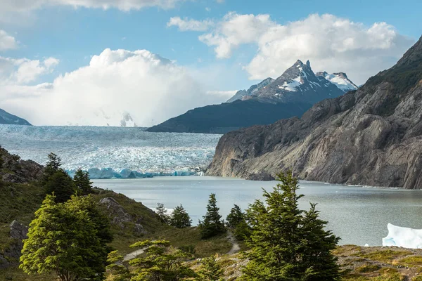Tájkép a Szürke gleccserről, Torres del Paine Nemzeti Park, Chile — Stock Fotó