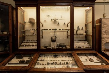 CAIRO, EGYPT- NOVEMBER 13, 2018: Ancient tools at the Museum of Egyptian Antiquities in Cairo