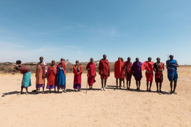 AMBOSELİ ULUSAL PARK - 17 Eylül 2018: Amboseli Ulusal Parkı 'ndaki bir köyden Masai kabile halkı