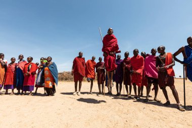 AMBOSELİ ULUSAL PARK - 17 Eylül 2018: Geleneksel atlama ayini sırasında Masai savaşçıları