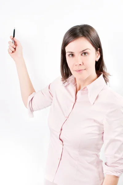 Mulher de negócios bonita durante uma apresentação . — Fotografia de Stock