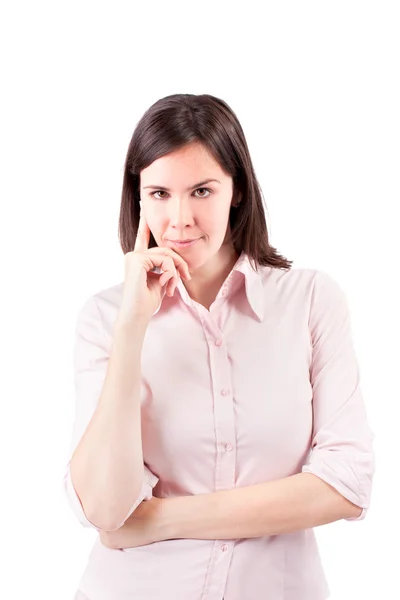 Young beautiful business woman thinking. — Stock Photo, Image